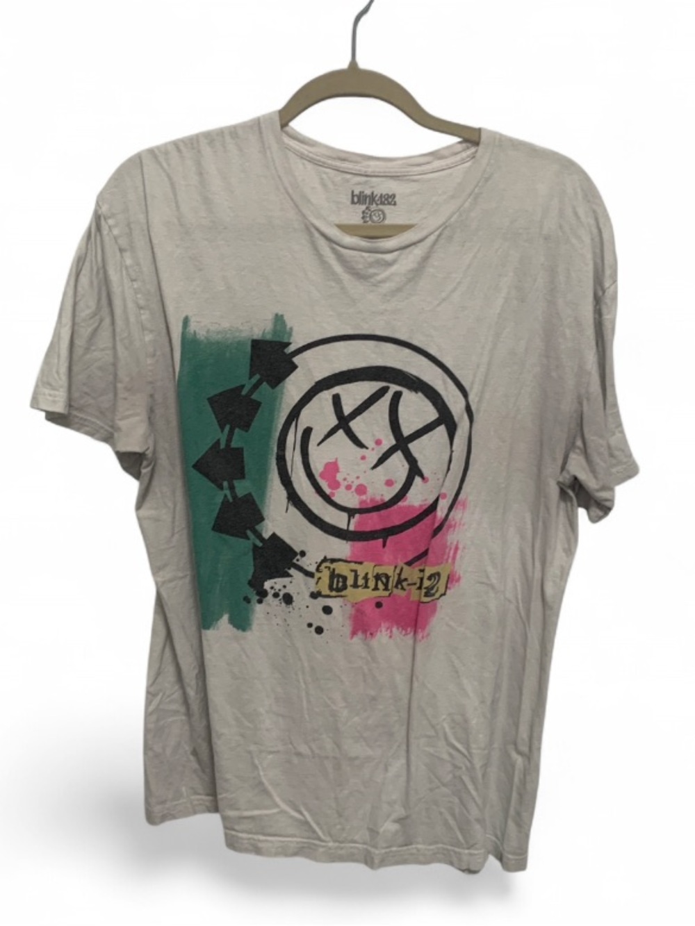 Y2K Style Blink 182 Graphic Crewneck T-Shirt in Light Gray